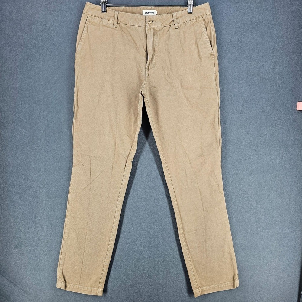 Taylor Stitch Foundation Pants Mens‎ 35x32 Beige Slim Organic Cotton Chino FLAWS